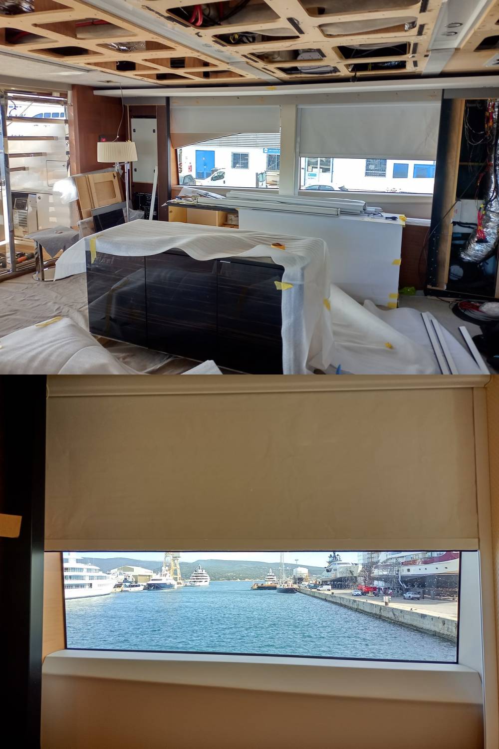 Réparation store intérieur sur un yacht - PLJ Stores à La Ciotat